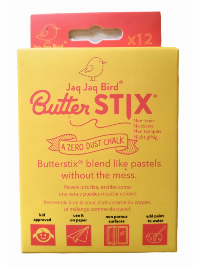 Set cret� colorat� f�r� praf - ButterStix速 - 12 culori - Jaq Jaq Bird